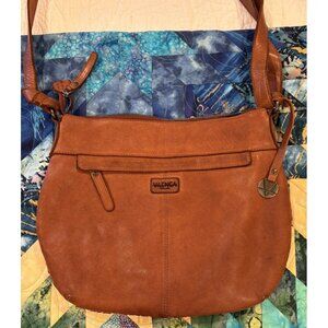 VILENCA Holland Woven Detail HOBO-SHOULDER Bag-Distressed Genuine Brown Leather